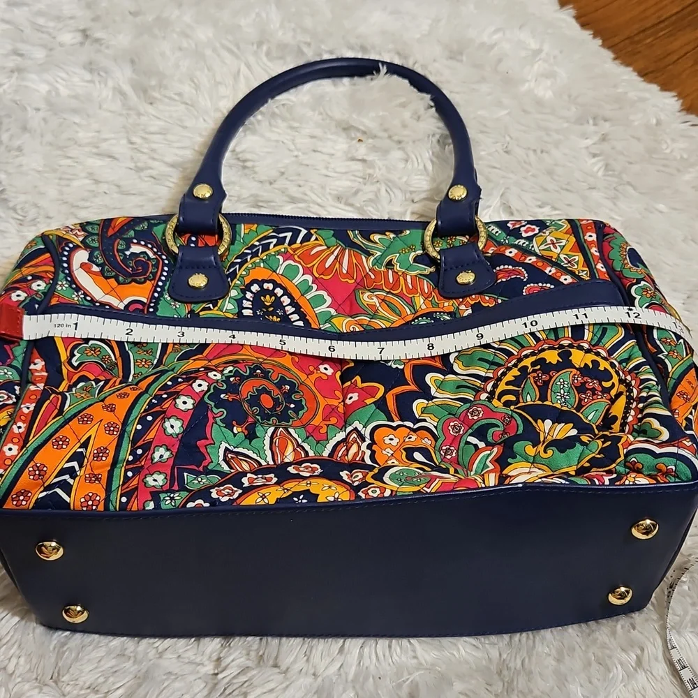 Vera Bradley Boho Paisley Satchel Handbag Leather Trim‎ Gold Accents Top Handle